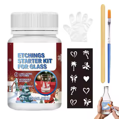 Glass Etching Kit Glass Etch Start Art Cream Kit for Window Cup Glassware Design Long-Lasting Craft 