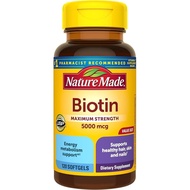 Maximum Strength Biotin 5000 mcg Softgels, 120 Count Value Size