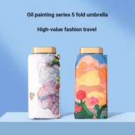 Azure Oil Painting Sunshade Card Color Glue High-End Feel Fresh Rain or Rain Dual-Use Sunscreen Sun 