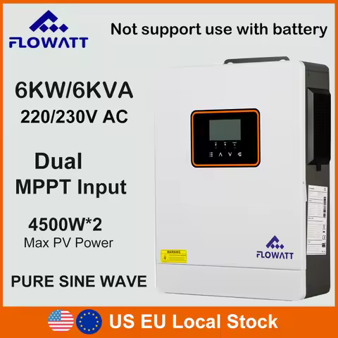 PV Inverter 6KVA 6KW Dual MPPT Input 230V AC Pure Sine Wave Off-Grid Hybrid Inversor Max PV Power 45