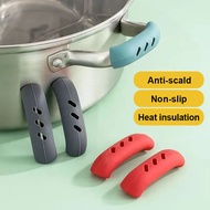 2Pcs Silicone Anti-Scald Pot Handle Cover Non-Slip Pot Ear Clip Sleeves for Frying Cast Iron Skillet Pan Kitchen Tools