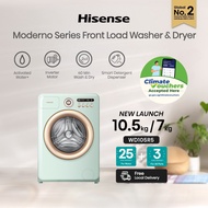 Hisense 10.5kg/7kg Front Load Washing Machine & Dryer, Moderno Series, WD105R5, Front Load Washer