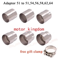 51MM Convert to 52MM 54MM 56MM 58MM 62MM 64MM Exhaust Pipe Adaptor Connector