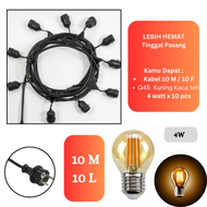 10M Kabel Fitting Gantung 10 METER 10 Lampu LED Gantung CAFE 10Meter LAMPU TAMAN LED Outdoor E27 10 