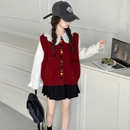 马甲套装Vest set女童毛衣马甲衬衫三件套2025新款儿童春装洋气韩系女大童春季套装新款2025.10.15