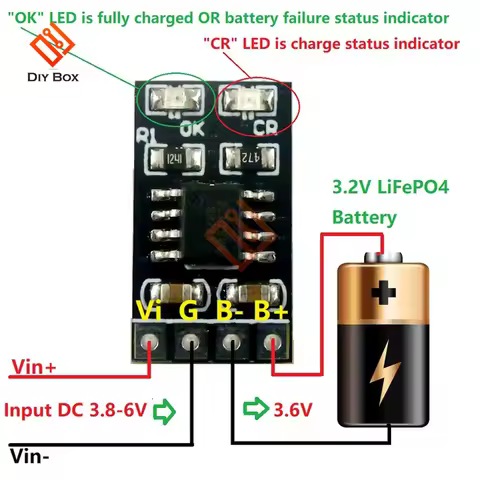 Dedicated 3.2V LiFePO4 Battery Charger Module 3.6V 1A CV/ CC wtih Overvoltage Protection Automatic R