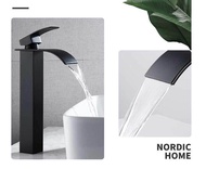 Bathroom Basin Faucet Gold and Black Waterfall Faucet Brass Bathroom Faucets Hot and Cold Sink Taps