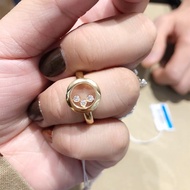 [With Packaging Box] Chopard Chopard 18K Rose Gold White Gold Couple Happy Diamond Ring Female Gift 