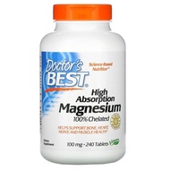 [Exp2025] แมกนีเซียม Doctors Best High Absorption Magnesium 100% Chelated with Albion Minerals 100 mg 240เม็ด