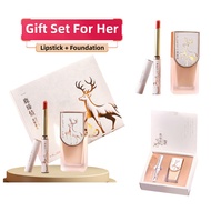 HLOFF (2 In 1) Lipstick + Foundation Gift Set Gift For Bestie Girlfriend Birthday Gift For Women