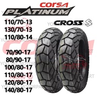 CORSA PLATINUM CROSS S TYRE TUBELESS TYPE TAYAR SCOOTER TAYAR 17INCH 14INCH 13INCH 70/90 80/90 110/7