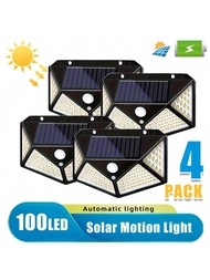 1/4 ชิ้น ไฟสวนพลังแสงอาทิตย์ 100 LED, ไฟกลางแจ้งพลังงานแสงอาทิตย์พร้อมเซ็นเซอร์ตรวจจับการเคลื่อนไหว 