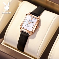 PLAYBOY ladies watch new model 2023 original waterproof high end exquisite diamond leather band square dial ladies watch quartz fashion elegant ladies watch