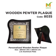 Wooden Pewter Plaque 8035
