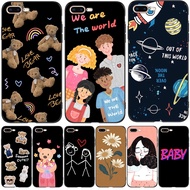 Case For iphone 7 PLUS 8 PLUS Shockproof Protective Tpu Soft Silicone Black Tpu Case fashion cute bear space