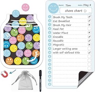 JJPRO Magnetic to Do List for Kids with Smiley Faces Reward Jar- 10" x5.5“ Home Chore Chart for Frid