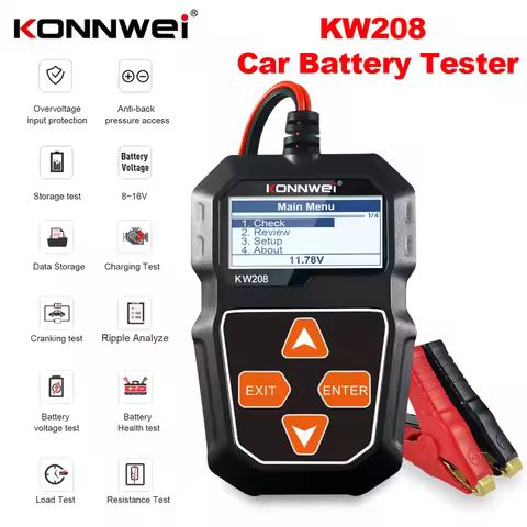 2026 KONNWEI KW208 12V Car Battery Tester Load Tester Cranking Charging Circut Tester Battery Analyz