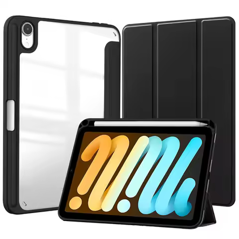 Flip Tablet Cover For iPad Mini 6 8.3'' 2021/Mini 7 2024 (A17 Pro) A2995 Acylic Back Case With Penci