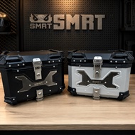 SMRT ALUMINIUM TOP BOX TANKER 36L 45L 58L KOTAK PETI ALUMINIUM BLACK/SILVER + BASE PLATE box motor
