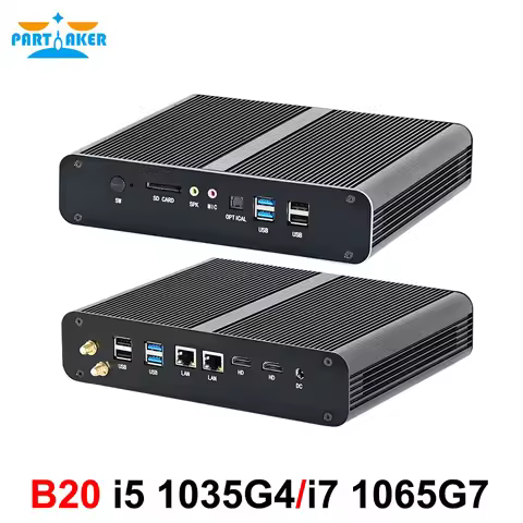 Partaker Mini PC i7-1065G7/i5-1035G4 2xRAM 64GB DDR4 2xHDMI2.0 2xLAN 8xUSB Gaming