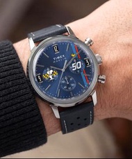 [包順豐] Peanuts Snoopy x Timex Marlin Chronograph Blue Dial 40mm Leather Strap Watch TW2Y85300 Quartz 