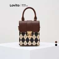 (Lovito Refine) Casual Argyle Small Shoulder Bag for Women LFA57116