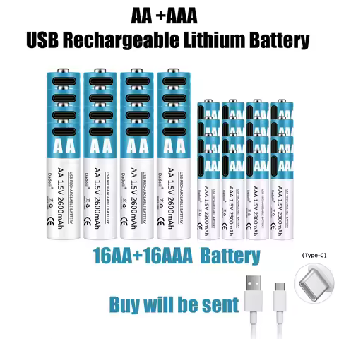 AA AAA 1.5V rechargeable Battery 2600mAh rechargeable lithium ion battery AA 1.5V USB fast charging