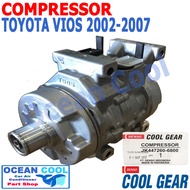 คอมเพรสเซอร์ วีออส ปี 2002 - 2007 10S11C COM0027 COOL GEAR รหัส JK447260-6800 COMPRESSOR TOYOTA VIOS