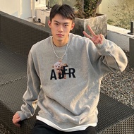 ADER ERROR Standing Bear Letter Print Pattern Men Women Couples Casual Loose Long Sleeve Round Neck 