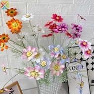 7 Heads Artificial Cosmos Flowers 3D Realistic Fake Blooms for Wedding Home Outdoor Photography Deco