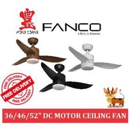 FANCO F-STAR 36/46/52INCH DC MOTOR CEILING FAN WITH LIGHT &amp; REMOTE CONTROL (WITH REPLACEMENT INSTALLATION)