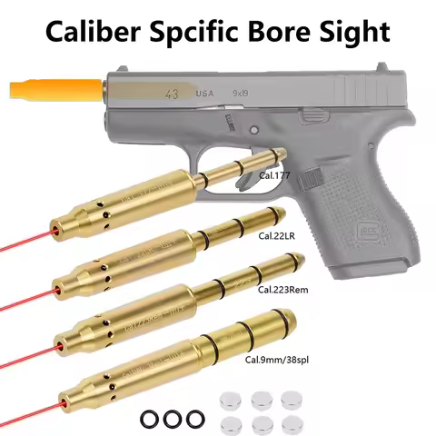 Tactical Red Green Laser Bore Sight .177 22LR .223Rem 9mm/.38spl 7.62MM Cal Boresighter End Barrel F