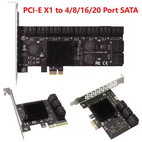 SA3112J PCIE Adapter 6/12/20 Port PCI-Express X1 to SATA 3.0 6Gbps High Speed Expansion Card Control