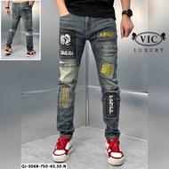 High Quality Men's Jeans - Extremely Playful Embroidered Patchwork Pattern QJ-3068 Jeans Men Denim J