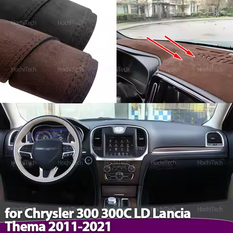 Suede Leather Dashmat Dashboard Cover Black/Brown Instrument Panel Sunscreen Pad For Chrysler 300 30