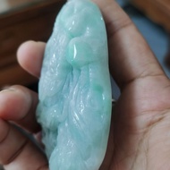 [Natural Jade] Burmese Jade Genuine A Goods Yang Green Dragon Brand Pendant Size 77 x 34 x 14