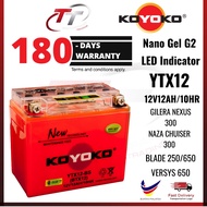 Koyoko YTX12-BS YTX12 Nanogel Battery G2 GEL BATERI GSX-R 1000 Kawasaki 600 Vulcan 650 ER6
