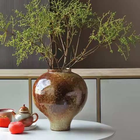 Coarse Earthenware Vase Ceramic Flower Pot Flower Vase Chinese Traditional Vintage Porcelain Earthen