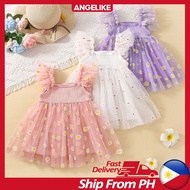 Baby Girl Dress 1 Years Old Flying Sleeve Daisy Print Tutu Dress 2 3st Birthday Dress For Baby Girl