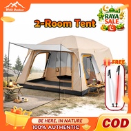 WTHB Khemah Unta Large Camping Tent Waterproof Family Tent Double Layers Big Tent 2 rooms 8-12 Perso
