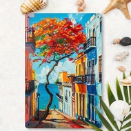 1pc 8x12 Inch Puerto Rico Style Wall Art Poster, Old San Juan Landscape Vintage Hanging Painting Dec