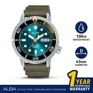 Jam Tangan Pria Alba Automatic Silicone Green Strap AL4249X1 AL4249 Original