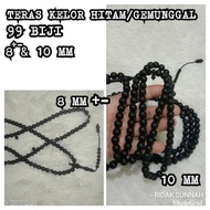 Tasbih /Gelang Teras Kelor Hitam Kayu Hitam/gemunggal 99 biji 8mm +- &amp; 10 mm