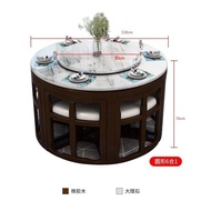 Solid Wood Dining Tables and Chairs Set Marble Stone Plate Dining Table Household Small Apartment Multi-Functional Invisible Net Red round Table Dining Table