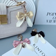 Korean Style Contrast Color Bow Tie Keychain Fashionable Car Key Chain Women Bag Pendant Small Gift 