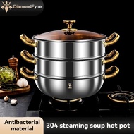 Stainless Steel Extra Deep Stockpot 2 handle Soup Pot Multifunctional thickened cooking pot with lid