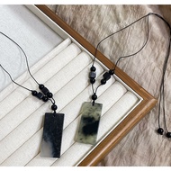Natural Souterrain Jade Pendant Necklace New Chinese Style Retro Mens Sweater Chain Zen Meaning Safe