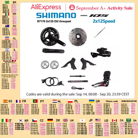 SHIMANO 105 Di2 R7170 Road Bike Groupset 2x12speed R7150 Front Rear Derailleur 165/170/172.5/175mm R