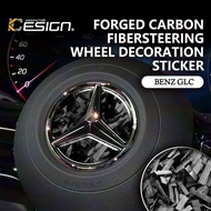 Forged Carbon Fiber Steering Wheel Trim Cover Sticker Decorative Protector Compatible with BENZ GLC 