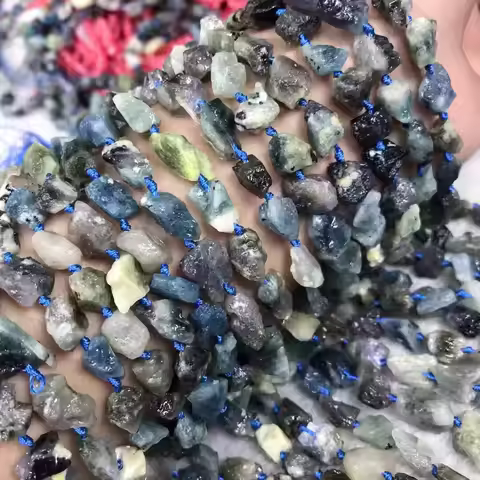 Devil Blue Aquamarine rough baroque 13/15mm BLUE mm nature for making jewelry necklace 38cm FPPJ who
